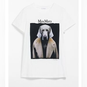NWT MaxMara White Cotton "Dogstar" Tee